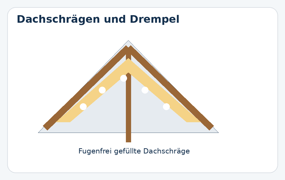 Schematische Einblasdämmung in einer Dachschräge